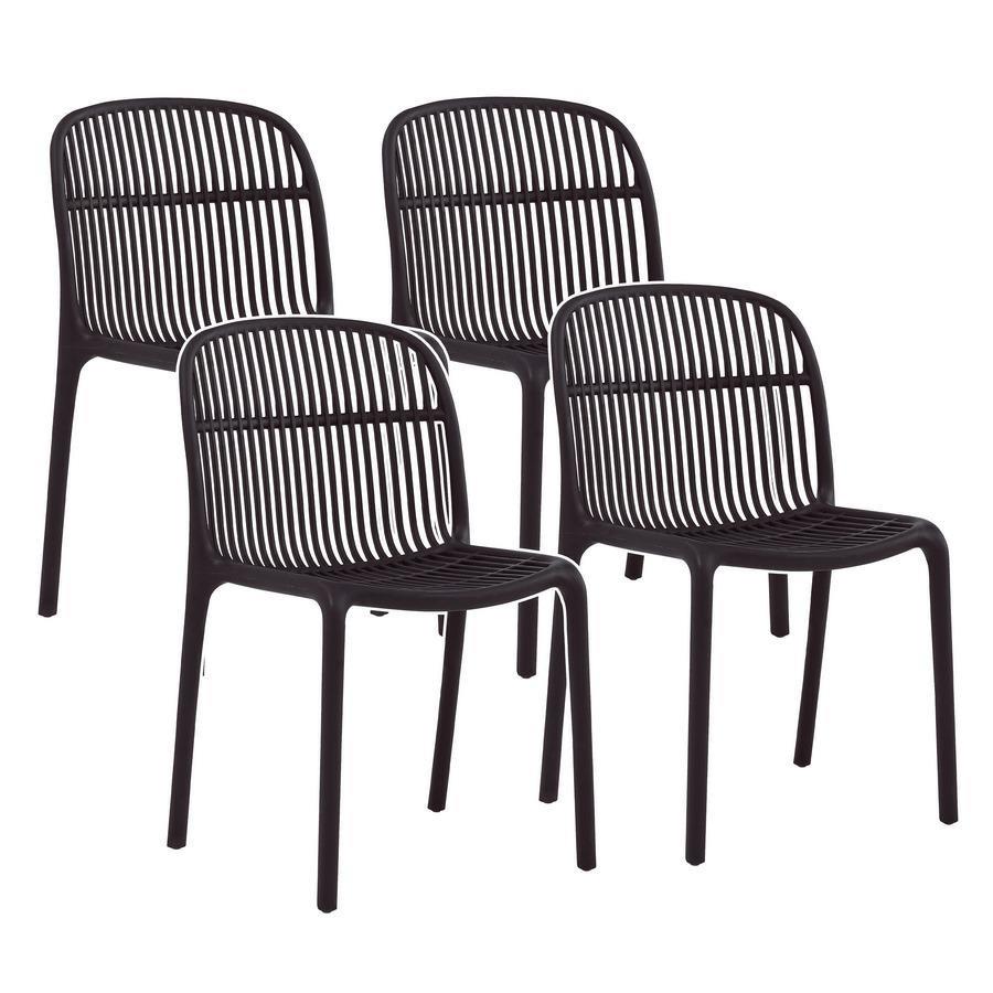 Set da 4 sedie da giardino nere in polipropilene – Sintra
