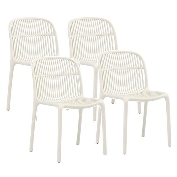 Set da 4 sedie da esterno bianca in polipropilene – Sintra