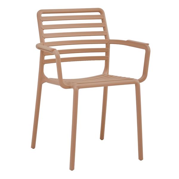 Set da 4 sedie da giardino in polipropilene tortora con braccioli – Tago