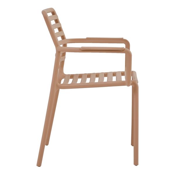 Set da 4 sedie da giardino in polipropilene tortora con braccioli – Tago