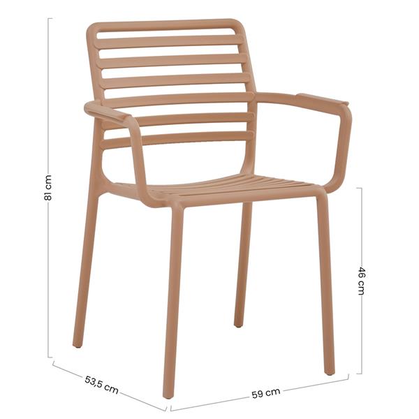 Set da 4 sedie da giardino in polipropilene tortora con braccioli – Tago