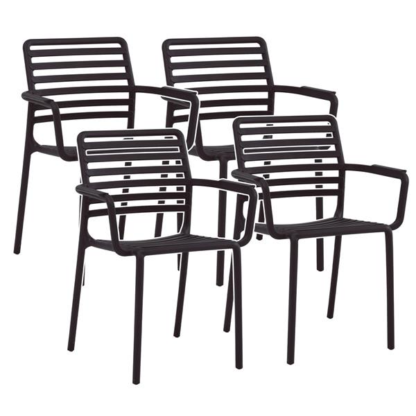 Set da 4 sedie da giardino nere in polipropilene con braccioli – Tago