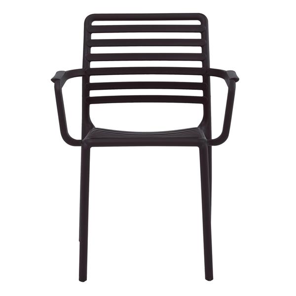 Set da 4 sedie da giardino nere in polipropilene con braccioli – Tago
