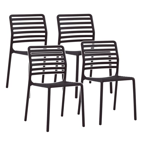 Set da 4 sedie da giardino in polipropilene nera – Lagos