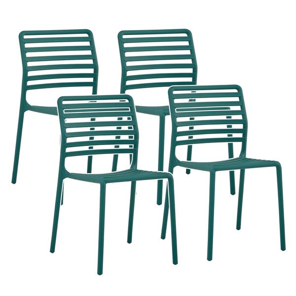 Set da 4 sedie da giardino in polipropilene verde petrolio – Lagos