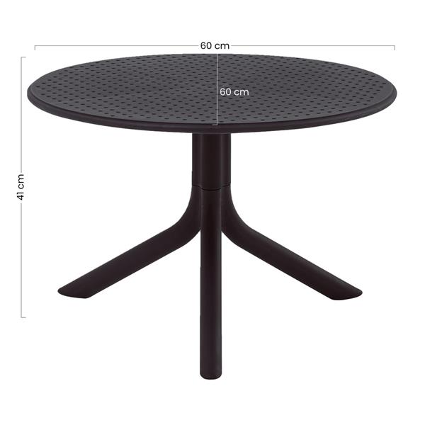 Tavolino basso da esterno in polipropilene 60x60x41cm nero – Obidos