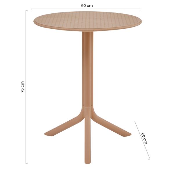 Tavolo alto da esterno in polipropilene 60x60x75cm tortora – Coimbra