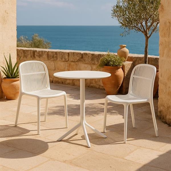 Tavolo alto da esterno in polipropilene 60x60x75cm bianco – Coimbra