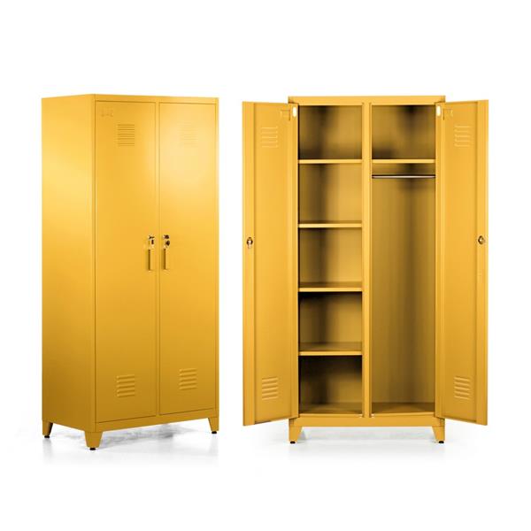 Armadio due ante in metallo 190x85x50 senape