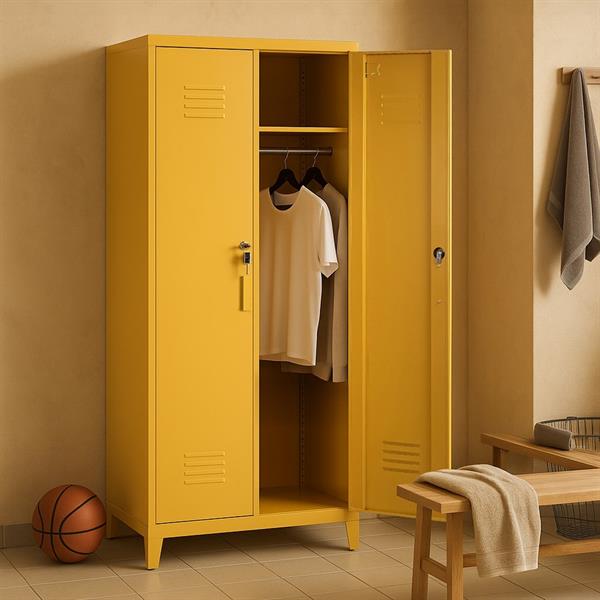 Armadio due ante in metallo 190x85x50 senape