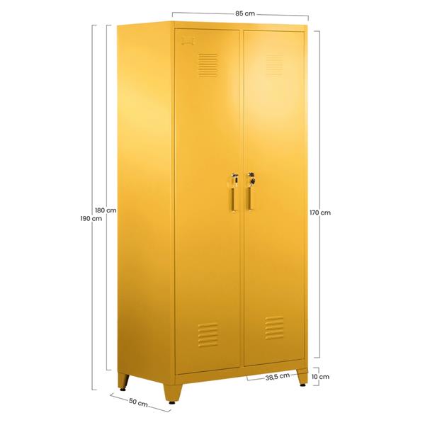 Armadio due ante in metallo 190x85x50 senape