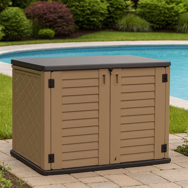 Armadio contenitore basso in resina marrone 125x73x104 cm – Andy
