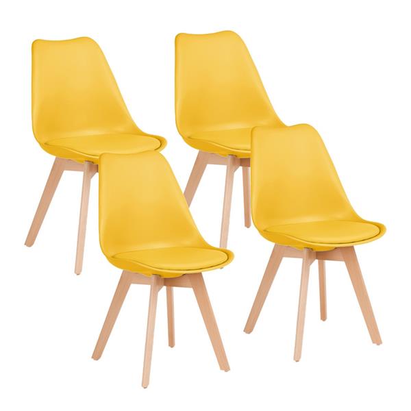 Set 4 sedie da pranzo gialle con cuscino - Candice