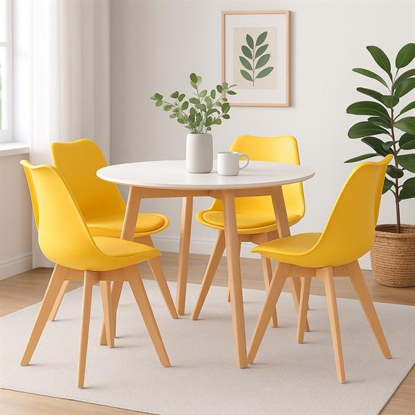 Set 4 sedie da pranzo gialle con cuscino - Candice