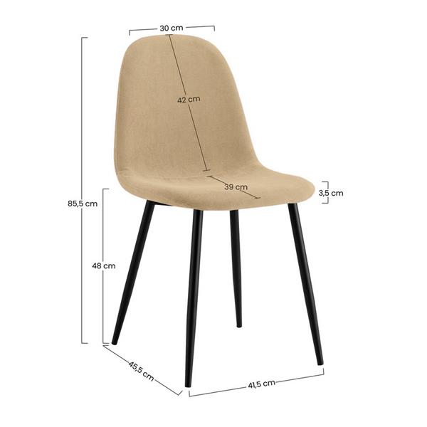 Set da 4 sedie da pranzo in tessuto sabbia - Bella