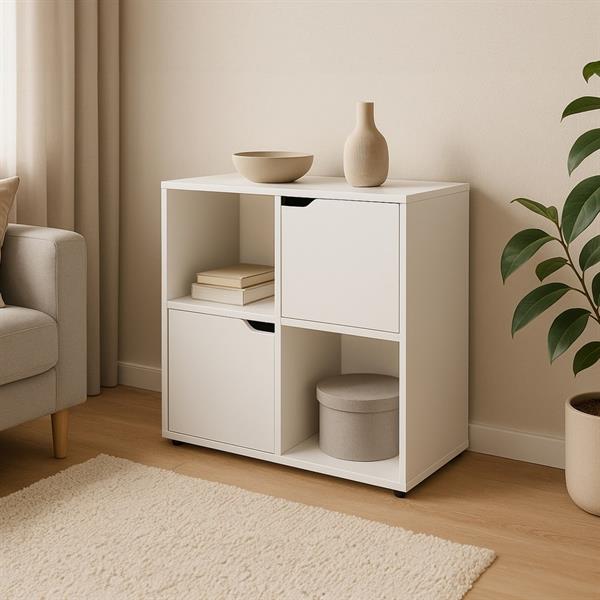 Mobile libreria con 4 cubi con 2 ante bianca - Ubli