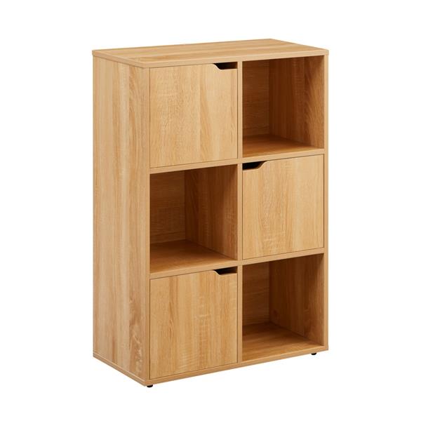 Libreria moderna 6 cubi con 3 ante rovere - Ubli