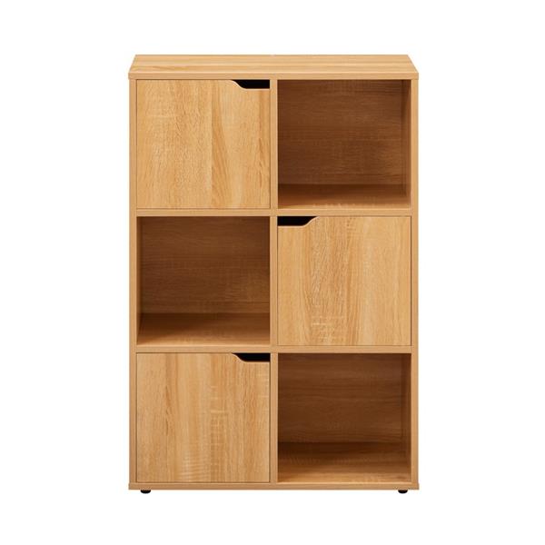 Libreria moderna 6 cubi con 3 ante rovere - Ubli