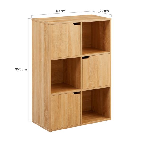 Libreria moderna 6 cubi con 3 ante rovere - Ubli