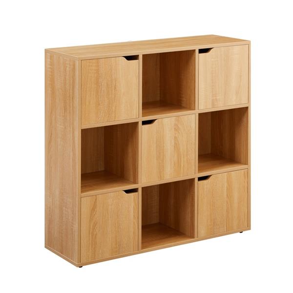 Libreria in legno 9 cubi con 2 ante rovere - Ubli