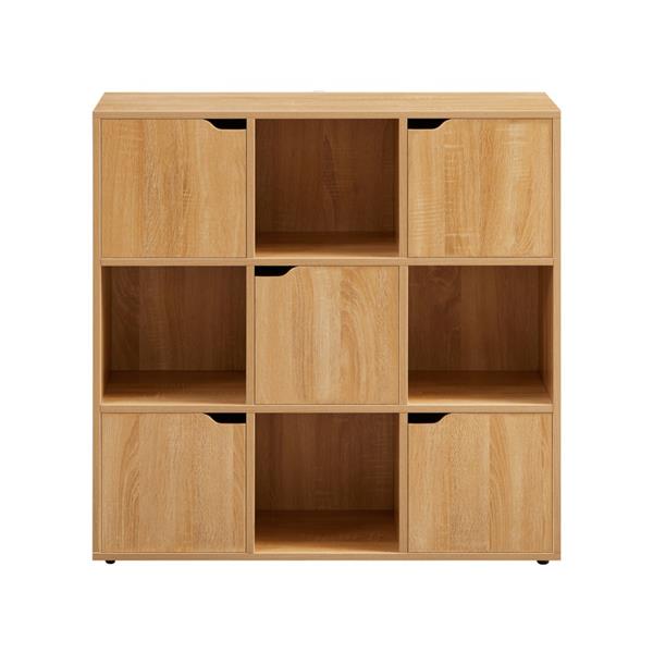 Libreria in legno 9 cubi con 2 ante rovere - Ubli
