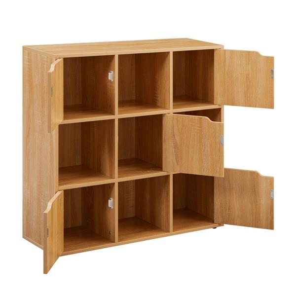 Libreria in legno 9 cubi con 2 ante rovere - Ubli