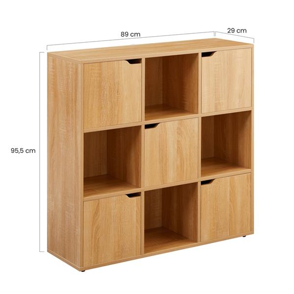 Libreria in legno 9 cubi con 2 ante rovere - Ubli