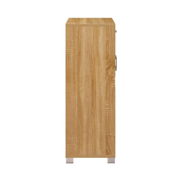 Mobiletto multiuso bianco e rovere naturale con 2 ante e 1 cassetto