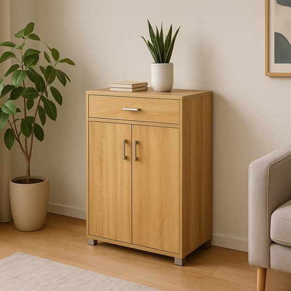 Mobiletto rovere naturale con 2 ante e 1 cassetto