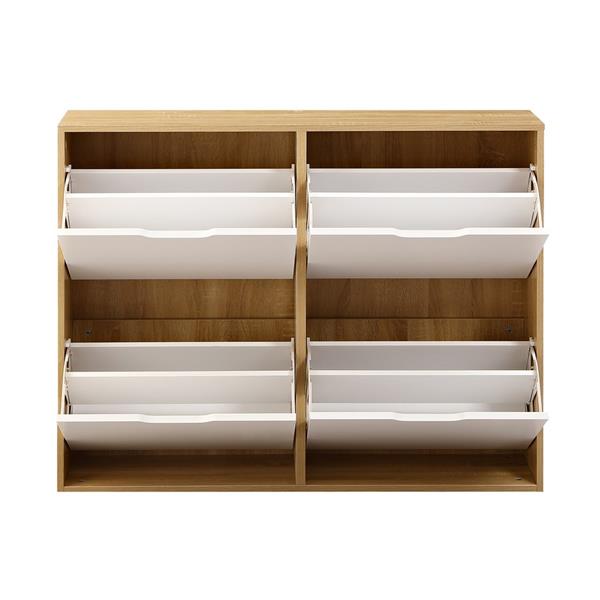 Scarpiera 4 vani bianca e rovere in pannello truciolare - Sky