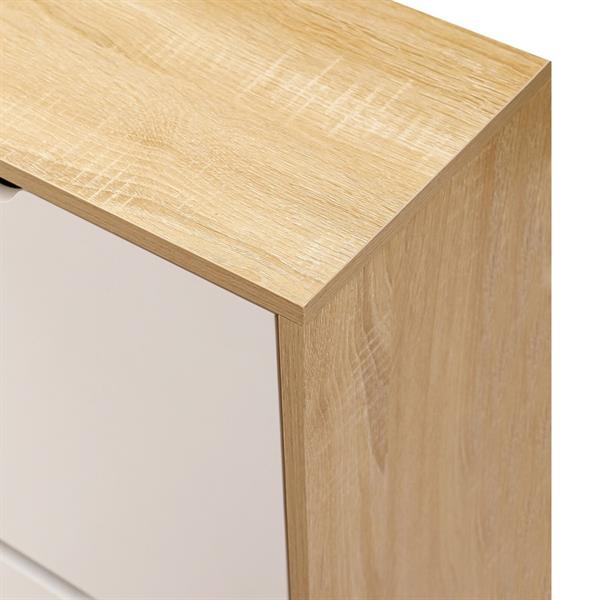 Scarpiera 4 vani bianca e rovere in pannello truciolare - Sky