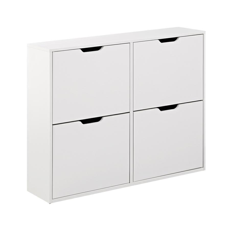 Scarpiera orizzontale 4 ante bianca in legno melaminico - Sky