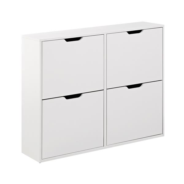 Scarpiera orizzontale 4 ante bianca in legno melaminico - Sky