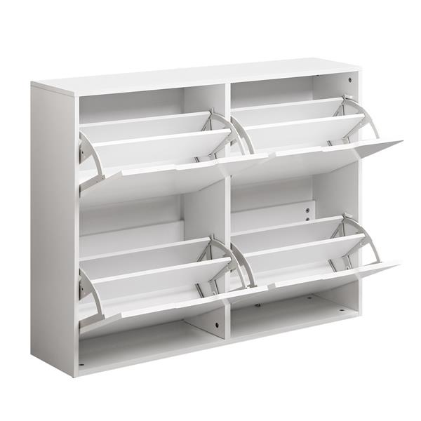 Scarpiera orizzontale 4 ante bianca in legno melaminico - Sky