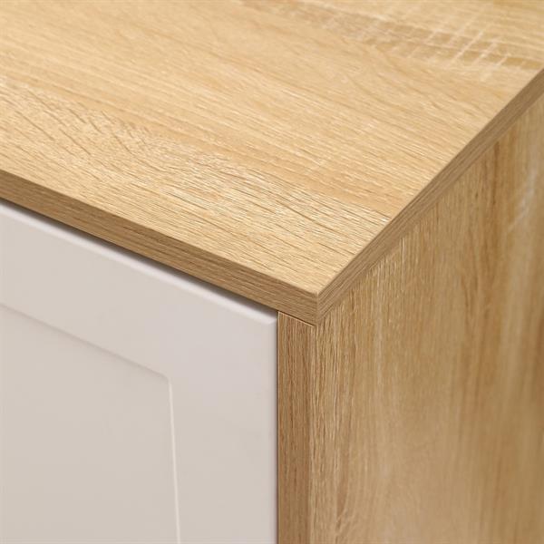 Scarpiera bianco e rovere bugnata con 3 ribalte con maniglie - Liner