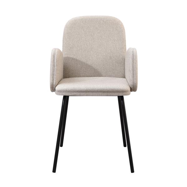Set 2 sedie con braccioli in tessuto beige e gambe nere in metallo - Kendal