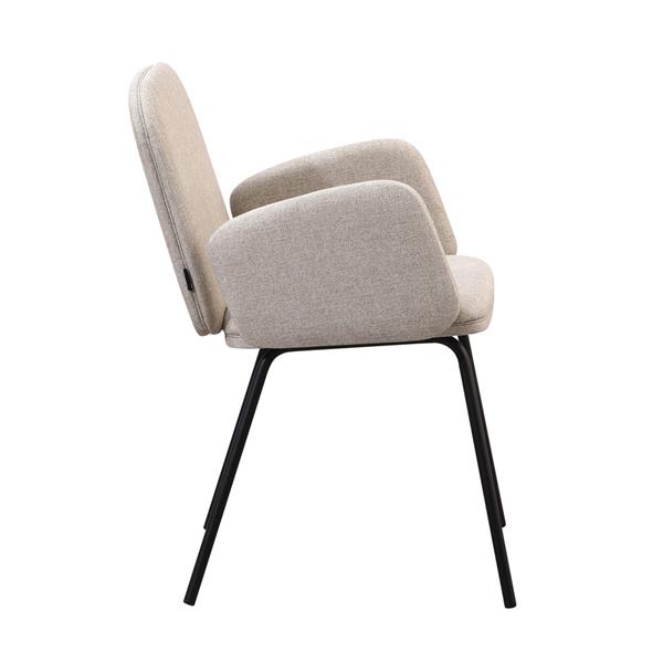 Set 2 sedie con braccioli in tessuto beige e gambe nere in metallo - Kendal
