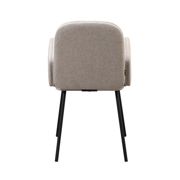 Set 2 sedie con braccioli in tessuto beige e gambe nere in metallo - Kendal