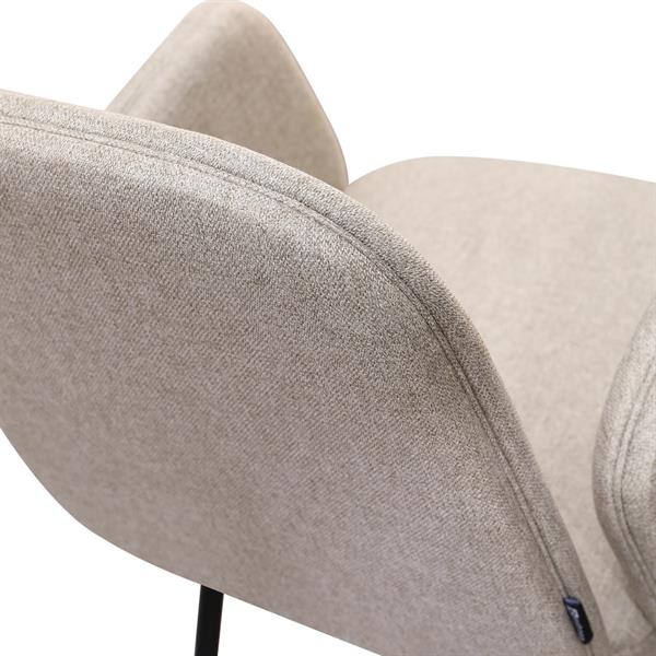 Set 2 sedie con braccioli in tessuto beige e gambe nere in metallo - Kendal