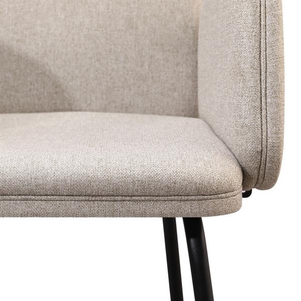 Set 2 sedie con braccioli in tessuto beige e gambe nere in metallo - Kendal