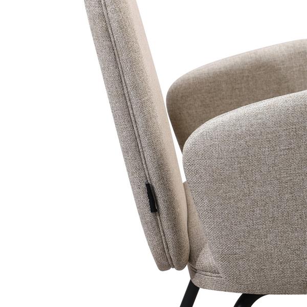 Set 2 sedie con braccioli in tessuto beige e gambe nere in metallo - Kendal