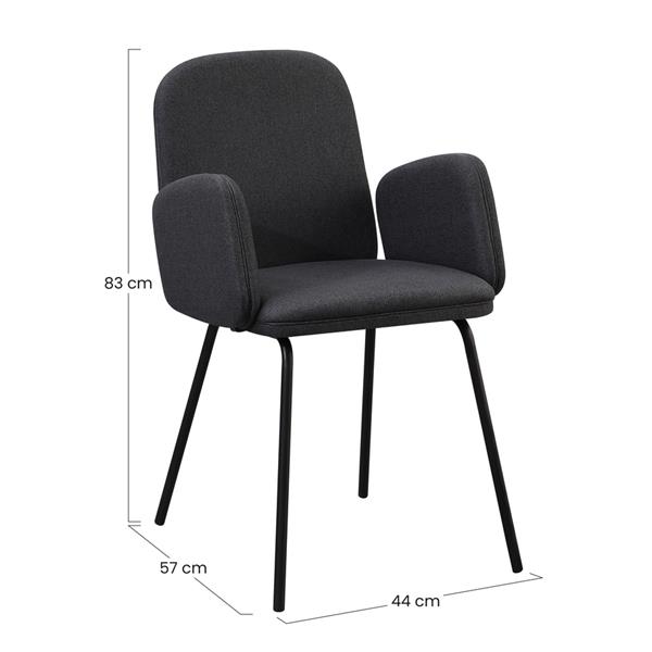 Coppia di sedie con braccioli in tessuto grigio scuro - Kendal