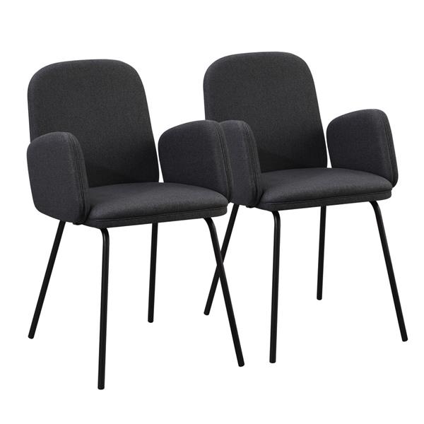 Coppia di sedie con braccioli in tessuto grigio scuro - Kendal