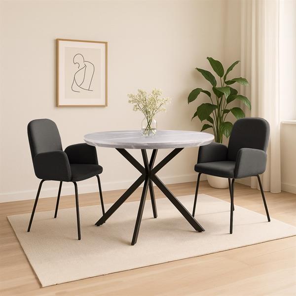 Coppia di sedie con braccioli in tessuto grigio scuro - Kendal