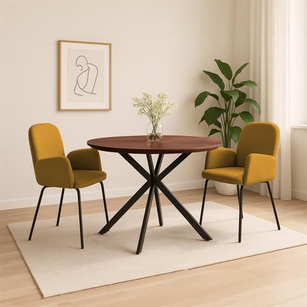 Set 2 sedie moderne in tessuto ocra e gambe nere in metallo - Kendal