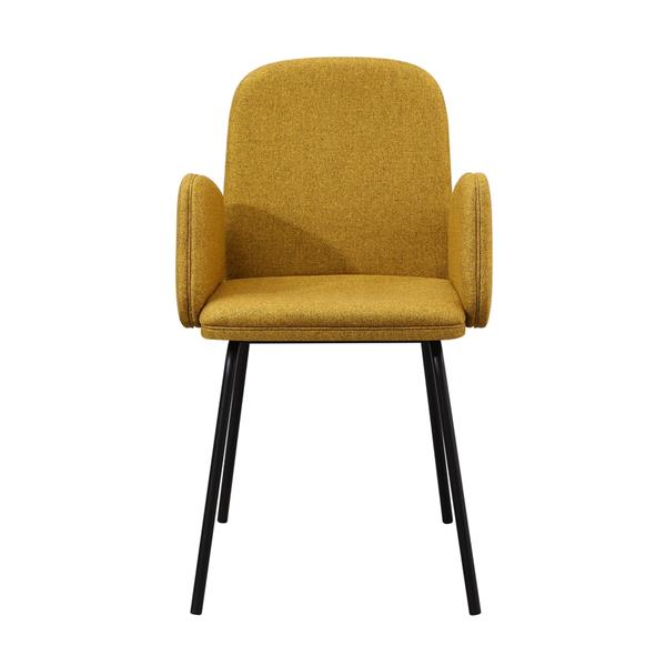 Set 2 sedie moderne in tessuto ocra e gambe nere in metallo - Kendal