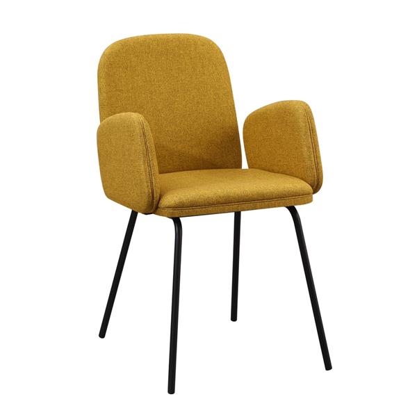 Set 2 sedie moderne in tessuto ocra e gambe nere in metallo - Kendal