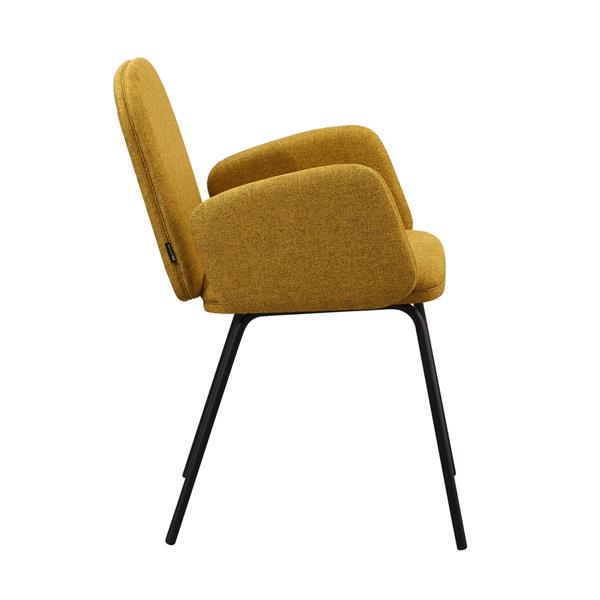 Set 2 sedie moderne in tessuto ocra e gambe nere in metallo - Kendal