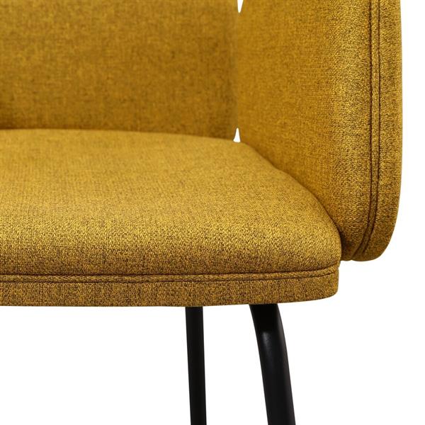 Set 2 sedie moderne in tessuto ocra e gambe nere in metallo - Kendal