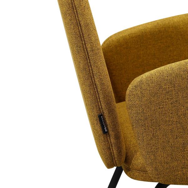 Set 2 sedie moderne in tessuto ocra e gambe nere in metallo - Kendal